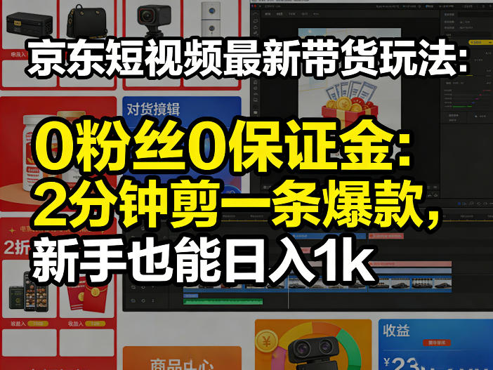 京东短视频最新带货玩法，0粉丝0保证金，2分钟剪一条爆款，新手也能日入1k+【揭秘】-金易项目网