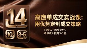 高客单成交实战课：用优势定制成交策略，14步法+10步交付，助你收入提升3-5倍-金易项目网