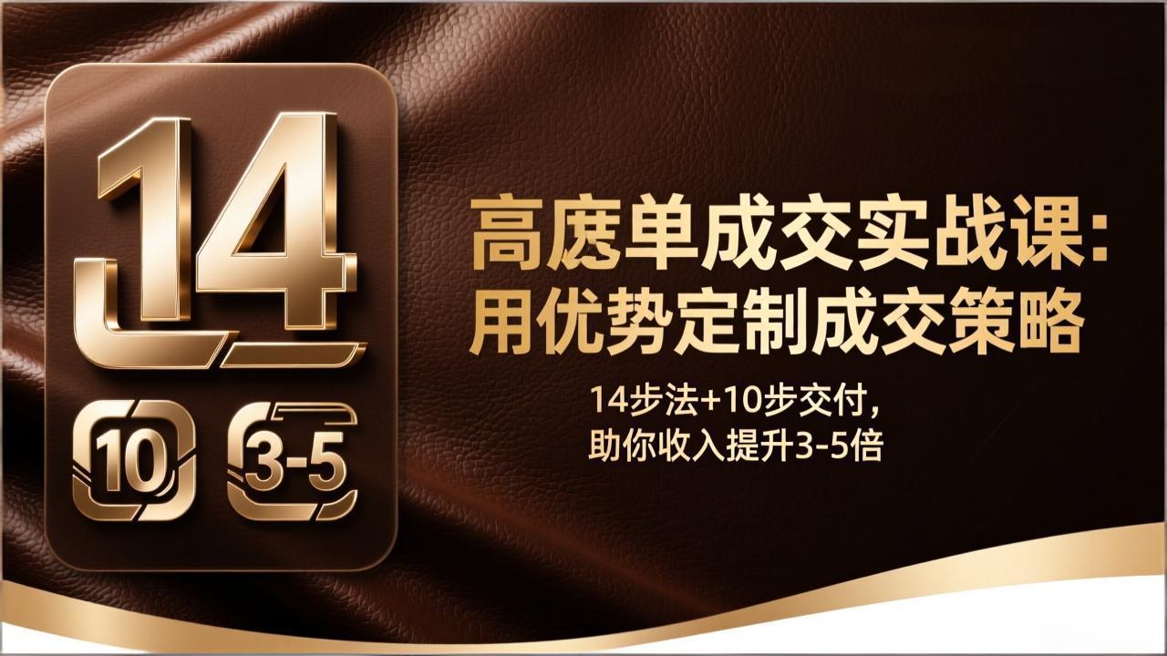 高客单成交实战课：用优势定制成交策略，14步法+10步交付，助你收入提升3-5倍-金易项目网