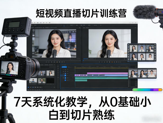 短视频直播切片训练营，7天系统化教学，从0基础小白到切片熟练-金易项目网