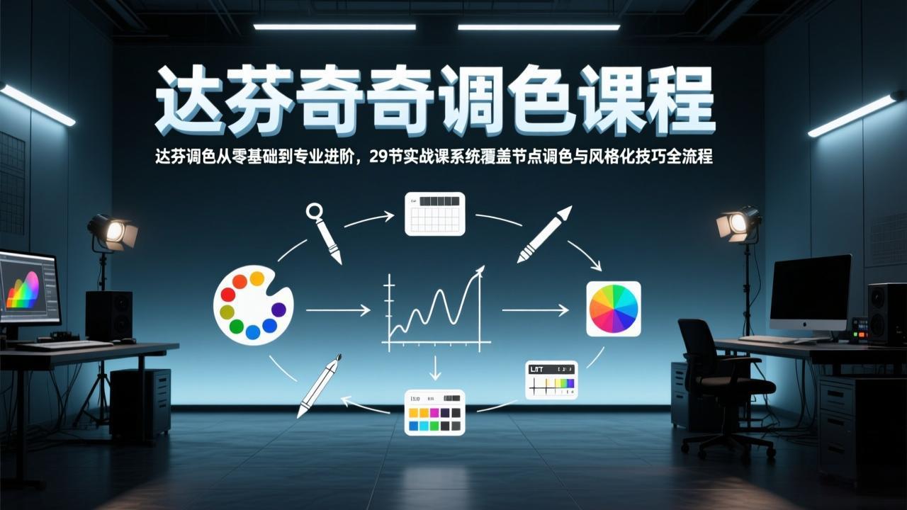 达芬奇调色从零基础到专业进阶，29节实战课系统覆盖节点调色与风格化技巧全流程-金易项目网