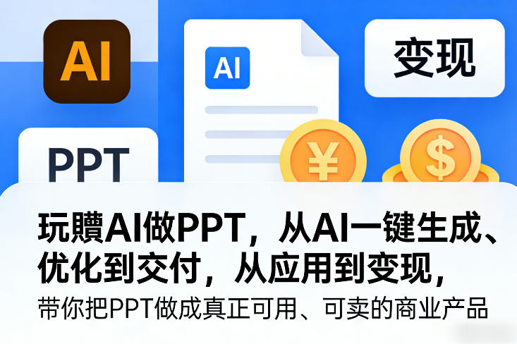 玩賺AI做PPT，从AI一键生成、优化到交付，从应用到变现，带你把PPT做成真正可用、可卖的商业产品-金易项目网