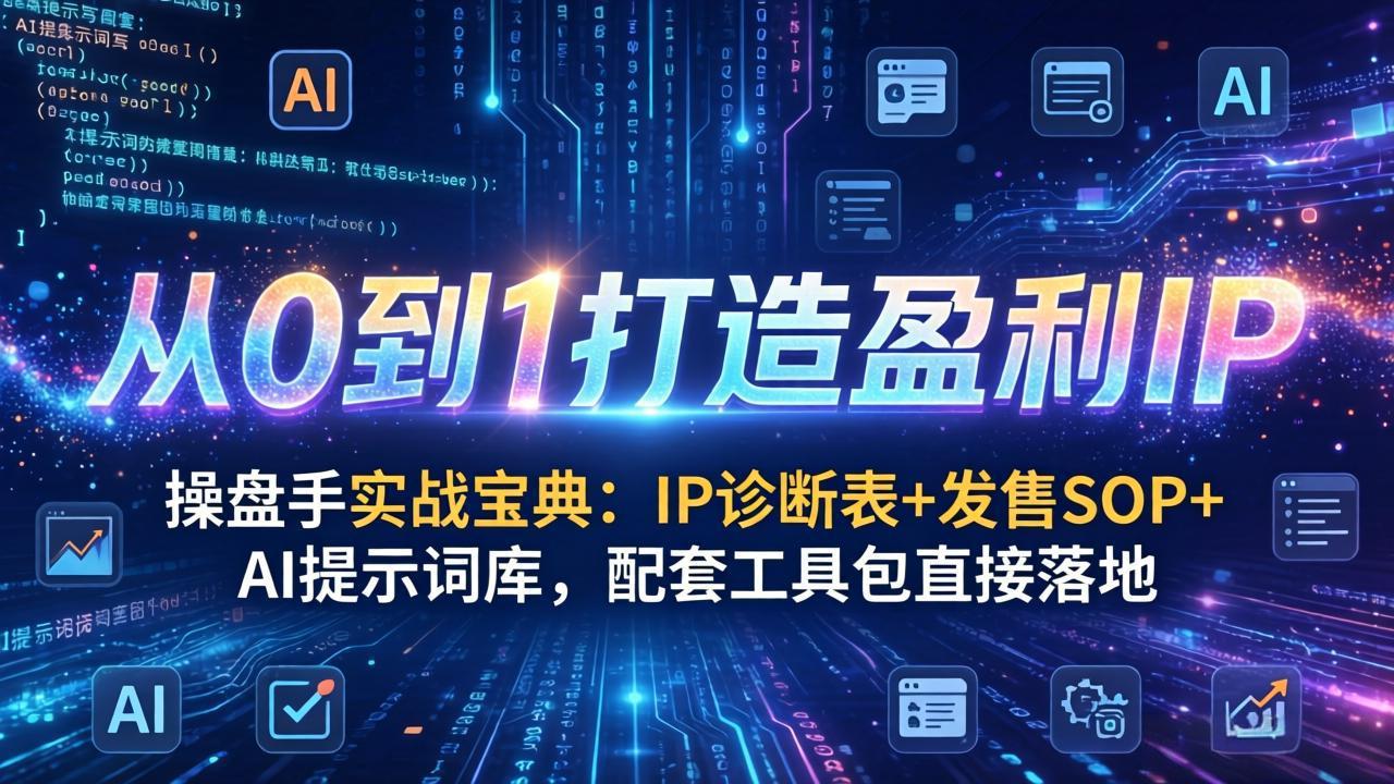 操盘手实战宝典：IP诊断表+发售SOP+AI提示词库，配套工具包直接落地，从0到1打造盈利IP-金易项目网