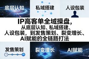 IP高客单全域操盘，从底层认知、私域搭建、人设包装，到发售策划、裂变增长、AI赋能的全链路打法-金易项目网