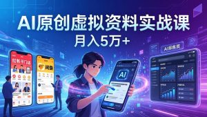 AI原创虚拟资料实战课：2026新机会，小红书闲鱼开店，普通人用AI轻松变现，月入5万+-金易项目网