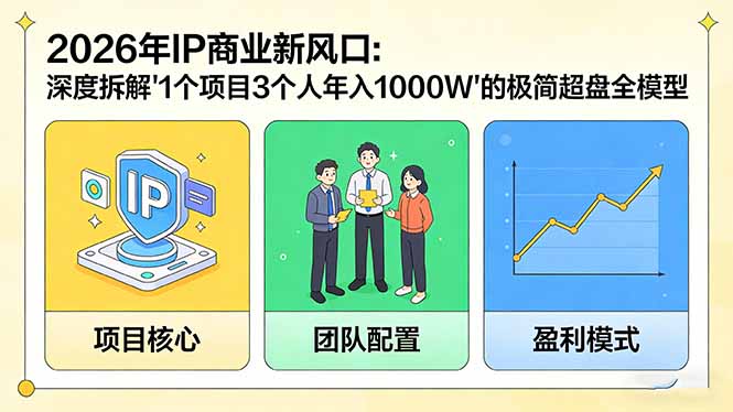2026年IP商业新风口：深度拆解“1个项目3个人年入1000W”的极简超盘全模型-金易项目网