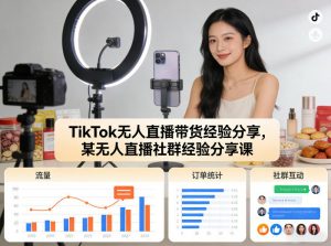 TikTok无人直播带货经验分享，某无人直播社群经验分享课-金易项目网