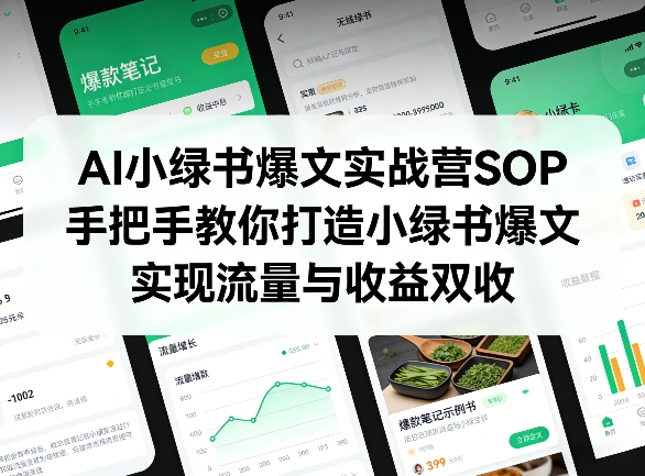 AI小绿书爆文实战营SOP，手把手教你打造小绿书爆文，实现流量与收益双收-金易项目网