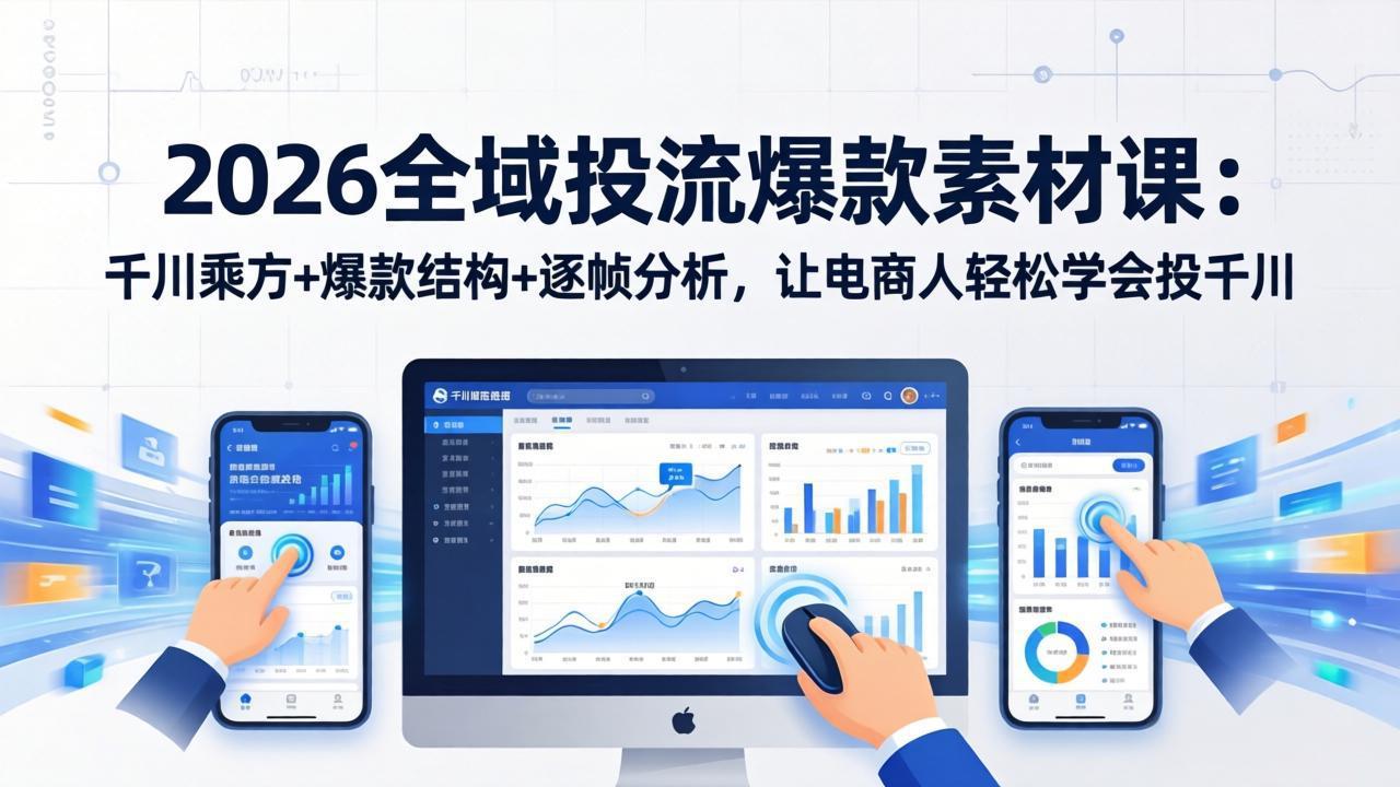 2026全域投流爆款素材课：千川乘方+爆款结构+逐帧分析，让电商人轻松学会投千川-金易项目网