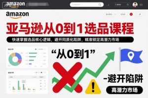 亚马逊从0到1选品课程，快速掌握选品核心逻辑，避开同质化陷阱，精准锁定高潜力市场(更新)-金易项目网