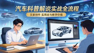 抖音汽车科普解说实战：文案+动画+画面处理+去水印全流程，打造专业汽车科普视频-金易项目网