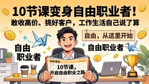 10 节课变身自由职业者！敢收高价、挑好客户，工作生活自己说了算-金易项目网