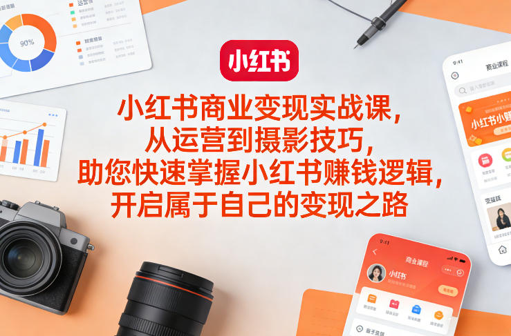 小红书商业变现实战课，从运营到摄影技巧，助您快速掌握小红书賺钱逻辑，开启属于自己的变现之路-金易项目网