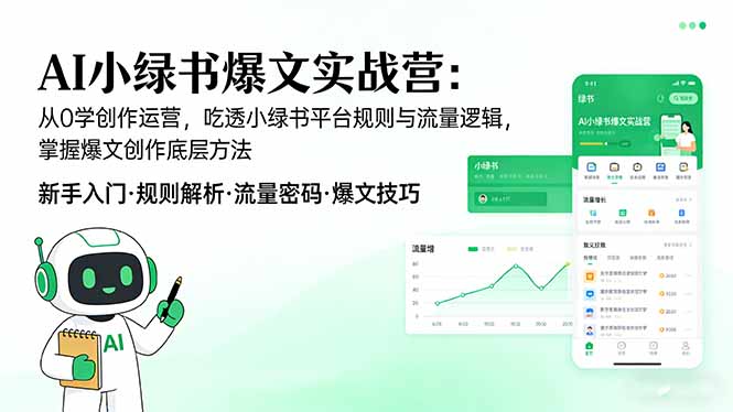 AI 小绿书爆文实战营：从0学创作运营，吃透小绿书平台规则与流量逻辑，掌握爆文创作底层方法-金易项目网