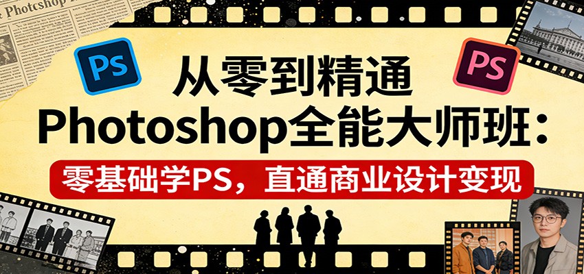 从零到精通Photoshop全能大师班：零基础学PS，直通商业设计变现-金易项目网