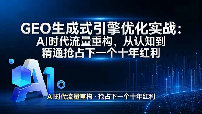 GEO 生成式引擎优化实战：AI时代流量重构，从认知到精通抢占下一个十年红利-金易项目网