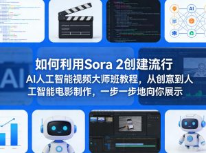 如何利用Sora 2创建流行AI人工智能视频大师班教程，从创意到人工智能电影制作，一步一步地向你展示-金易项目网