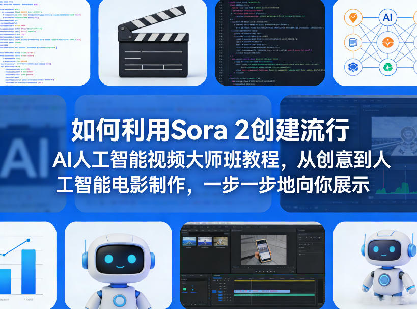 如何利用Sora 2创建流行AI人工智能视频大师班教程，从创意到人工智能电影制作，一步一步地向你展示-金易项目网