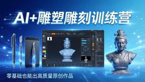 AI+雕塑雕刻训练营：从AI创作、大模型训练到3D雕刻 + 渲染，零基础也能出高质量原创作品-金易项目网