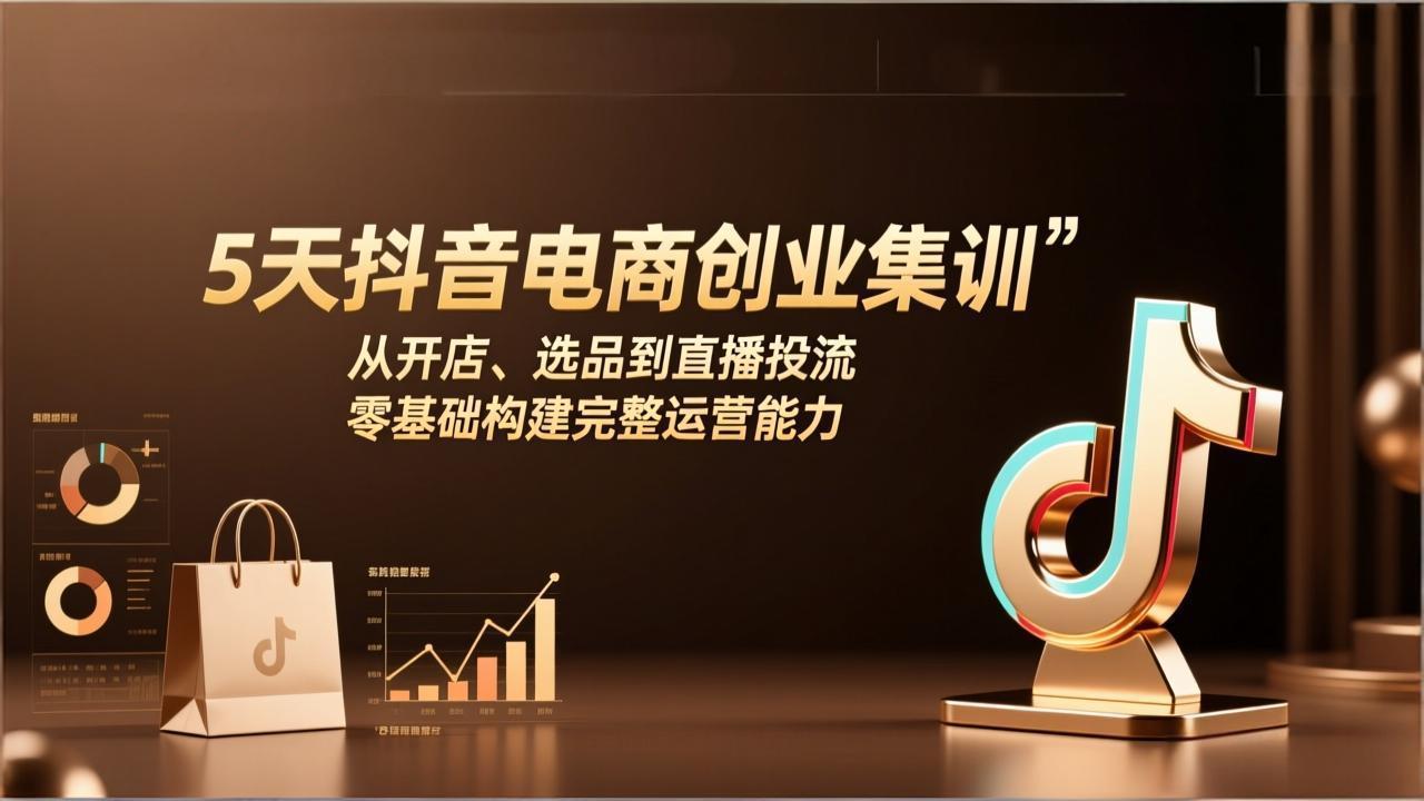 5天抖音电商创业集训：从开店、选品到直播投流，零基础构建完整运营能力-金易项目网