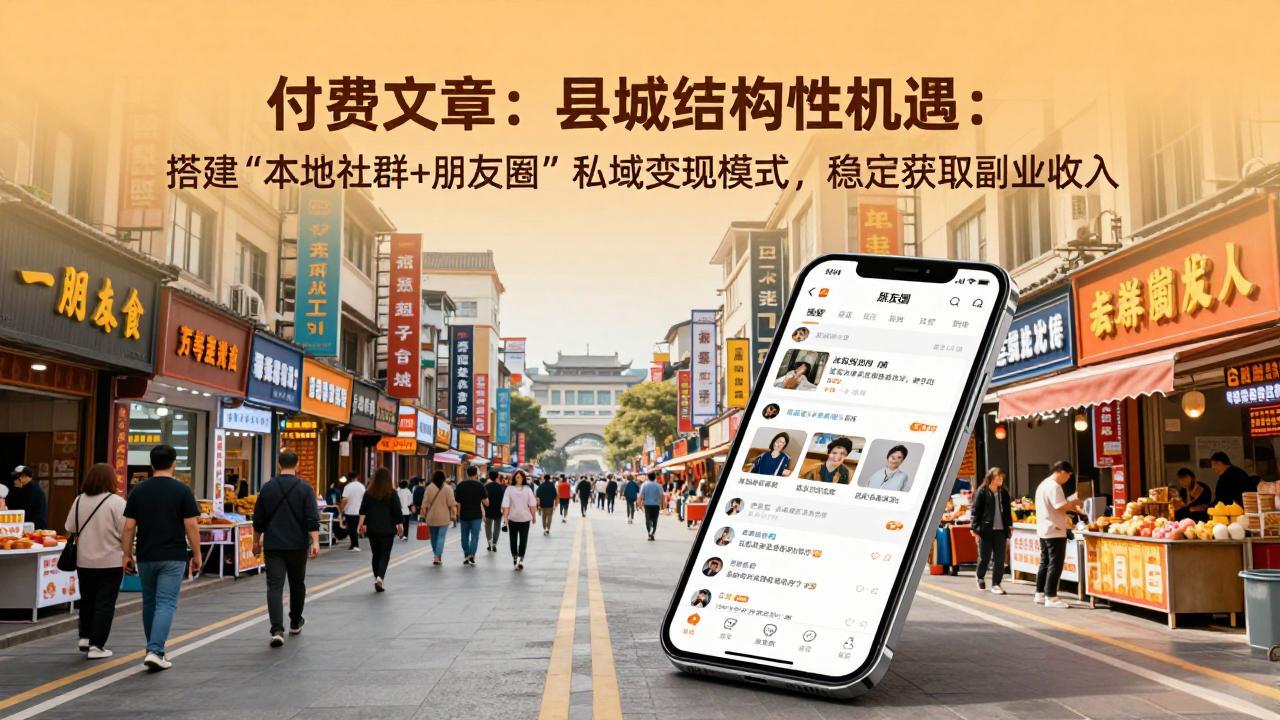 付费文章：县城结构性机遇：搭建“本地社群+朋友圈”私域变现模式，稳定获取副业收入-金易项目网