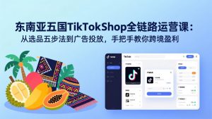 东南亚五国TikTok Shop全链路运营课：从选品五步法到广告投放，手把手教你跨境盈利-金易项目网