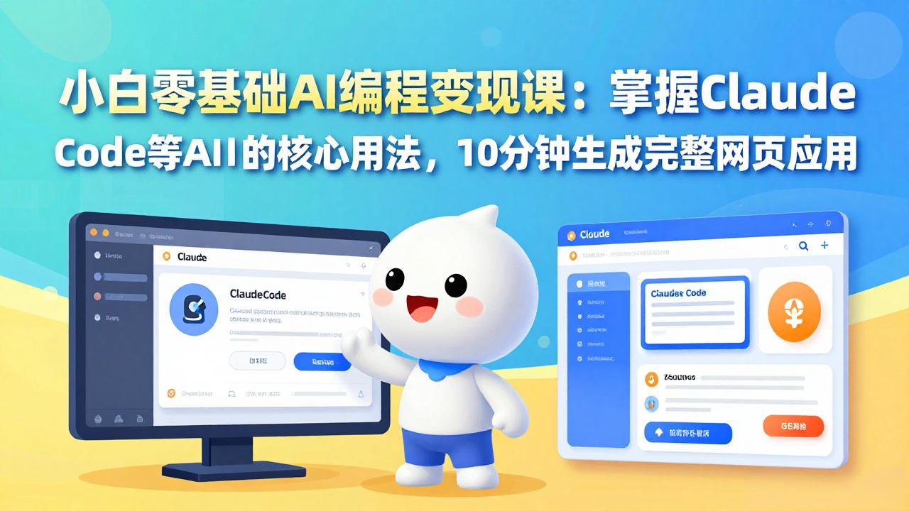 小白零基础AI编程变现课：掌握Claude Code等AI工具的核心用法，10分钟生成完整网页应用-金易项目网