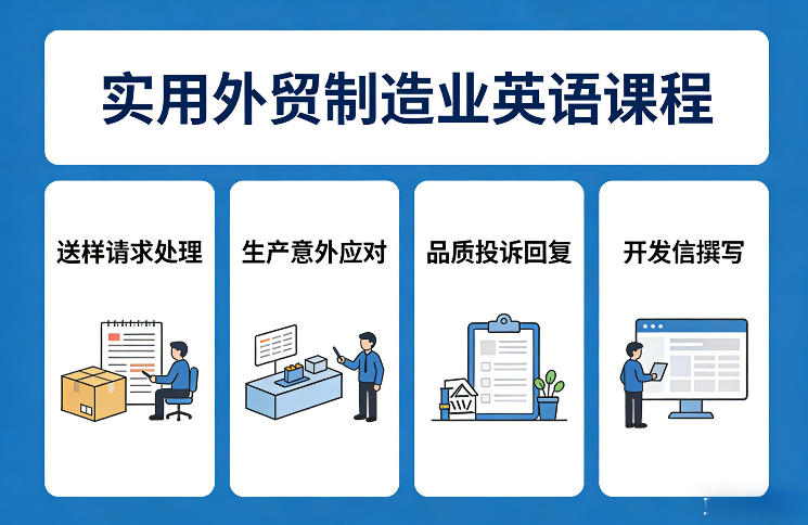 实用外贸制造业英语课程，教你专业处理送样请求、应对生产意外、回复品质投诉、撰写开发信等-金易项目网
