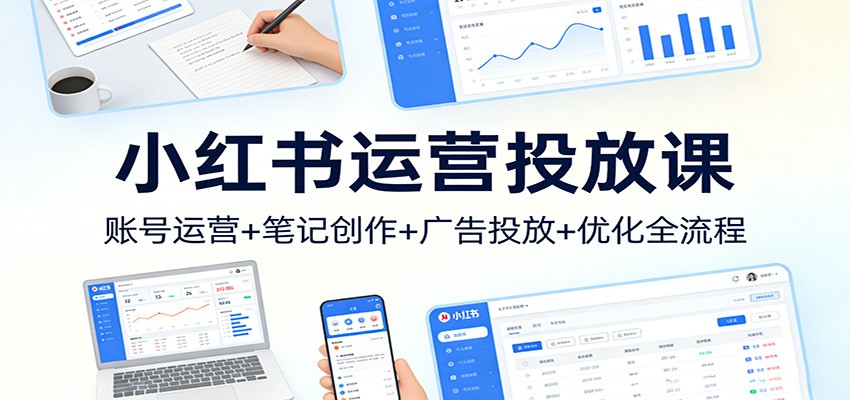 小红书运营投放课：账号运营+笔记创作+广告投放+优化全流程-金易项目网