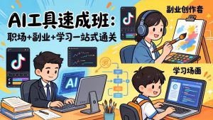 AI工具速成班：职场+副业+学习一站式通关，20+爆款类型+剪映技巧+抖音算法，0基础快速上手-金易项目网