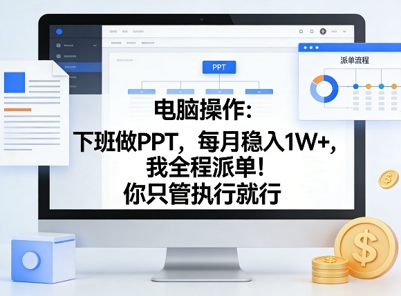 电脑操作：下班做PPT，每月稳入1W+，我全程派单！你只管执行就行【揭秘】-金易项目网