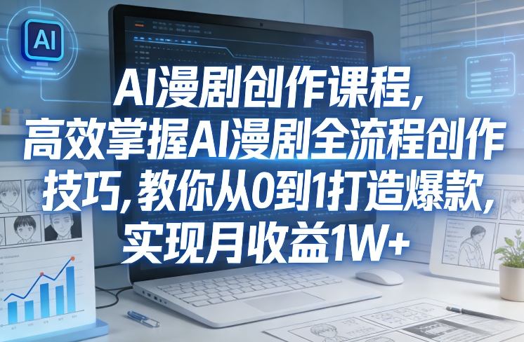 某社群AI漫剧创作课程，高效掌握AI漫剧全流程创作技巧，教你从0到1打造爆款，实现月收益1W+-金易项目网