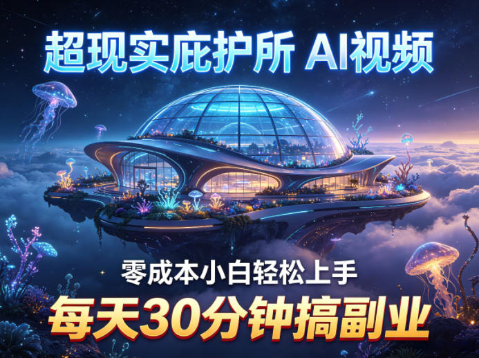 超现实庇护所AI视频项目拆解，零成本小白轻松上手，每天30分钟搞副业-金易项目网