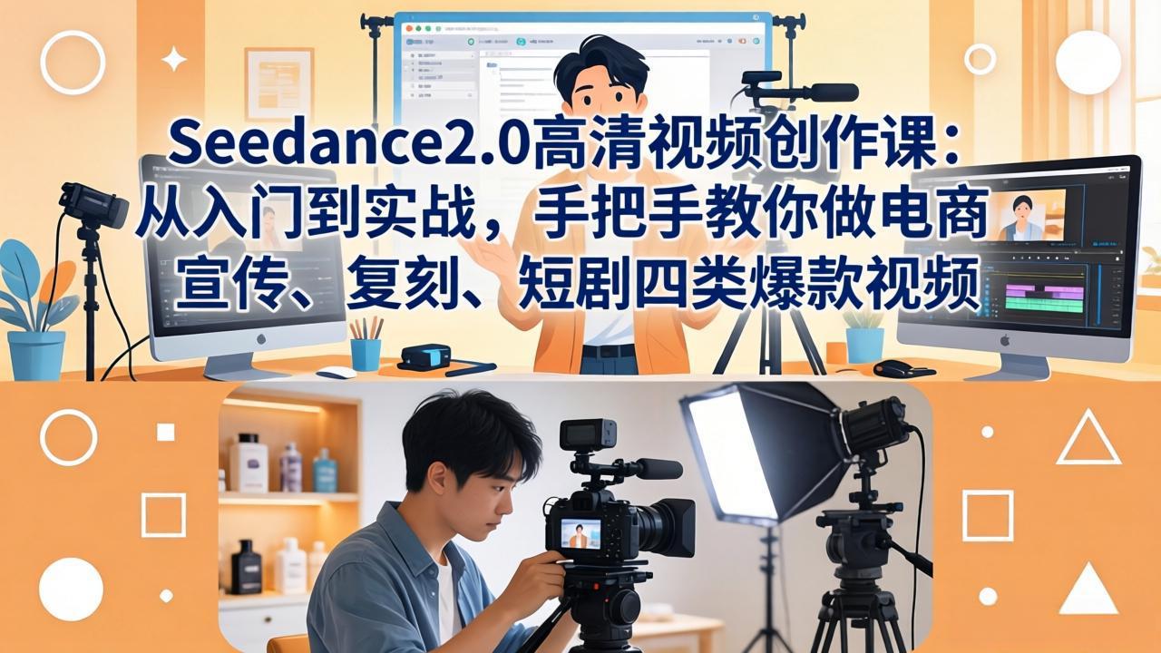 Seedance2.0高清视频创作课：从入门到实战，手把手教你做电商、宣传、复刻、短剧四类爆款视频-金易项目网