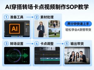 AI穿搭转场卡点视频制作SOP教学，两分钟快速上手，轻松学会AI穿搭带货-金易项目网