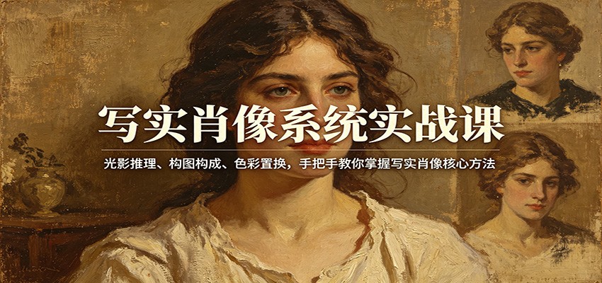 写实肖像系统实战课：光影推理、构图构成、色彩置换，手把手教你掌握写实肖像核心方法-金易项目网