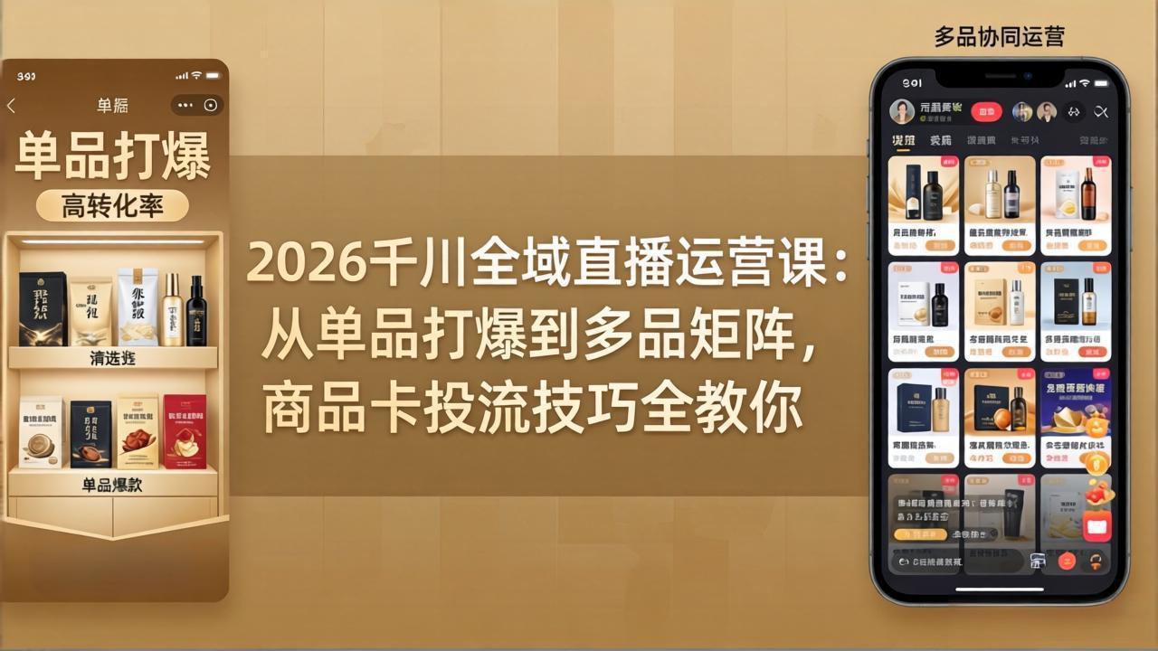 2026千川全域直播运营课：从单品打爆到多品矩阵，商品卡投流技巧全教你-金易项目网