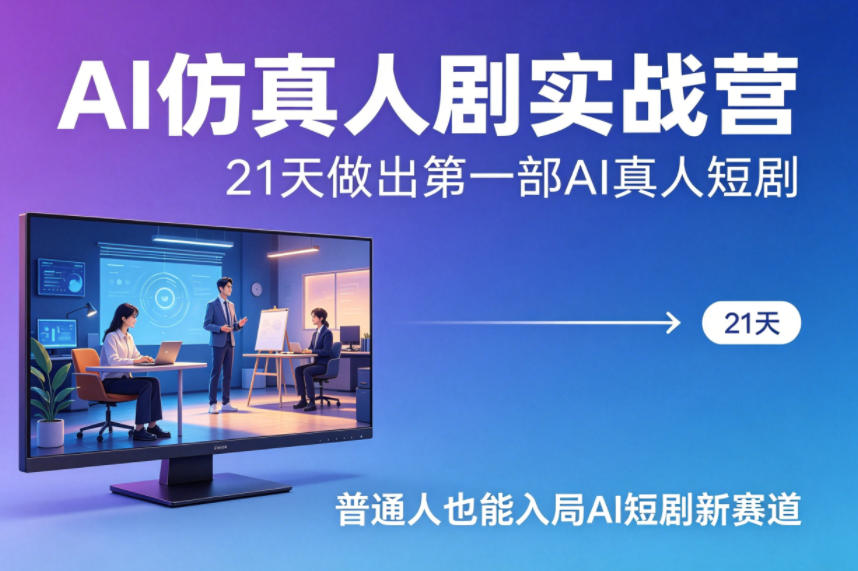 AI仿真人剧实战营，21天做出第一部AI真人短剧，普通人也能入局AI短剧新赛道-金易项目网