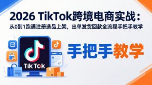 2026TikTok跨境电商实战-更新：从0到1跑通注册选品上架，出单发货回款全流程手把手教学-金易项目网