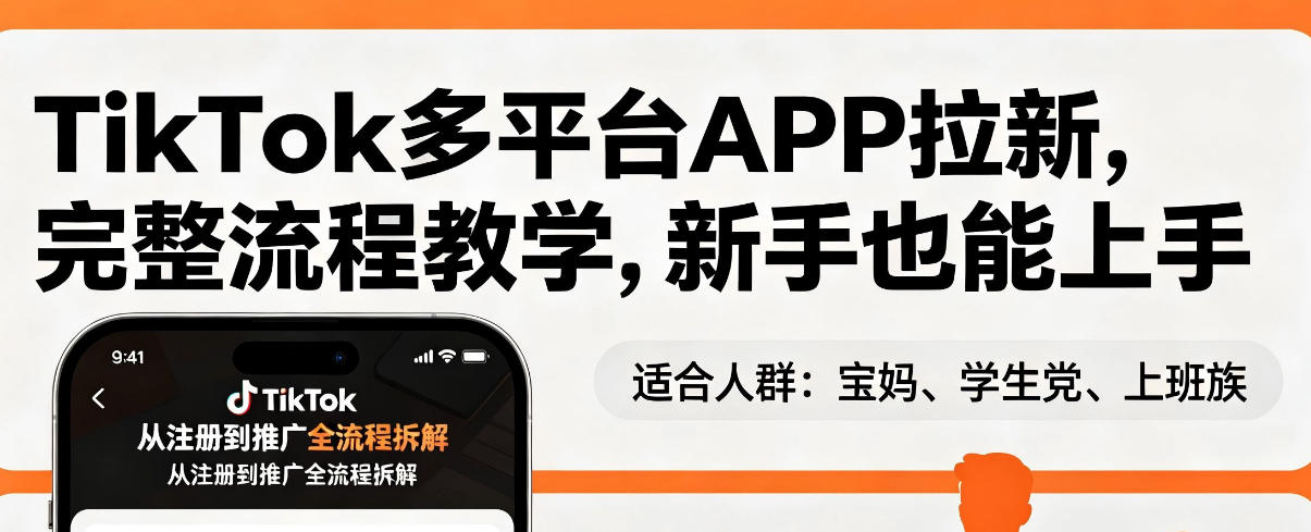 TikTok多平台APP拉新，完整流程教学，新手也能上手，轻松出海搞美金-金易项目网