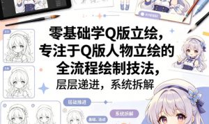 零基础学Q版立绘，专注于Q版人物立绘的全流程绘制技法，层层递进，系统拆解-金易项目网