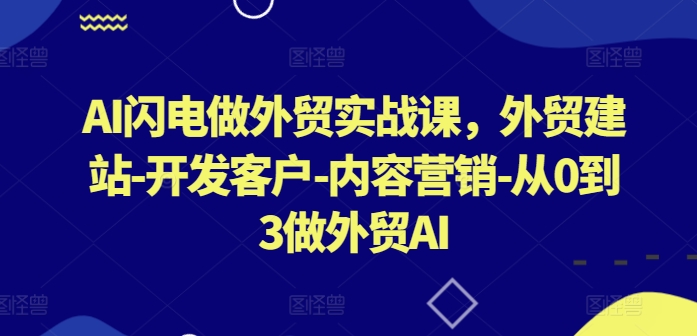AI闪电做外贸实战课，​外贸建站-开发客户-内容营销-从0到3做外贸AI(更新)-金易项目网