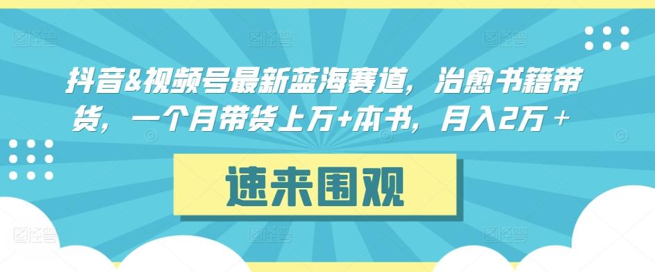 抖音&视频号最新蓝海赛道，治愈书籍带货，一个月带货上万+本书，月入2万＋【揭秘】-金易项目网