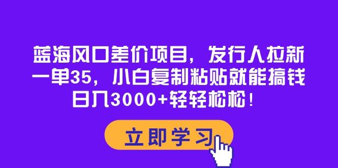 蓝海风口差价项目，发行人拉新，一单35，小白复制粘贴就能搞钱！日入30…-金易项目网