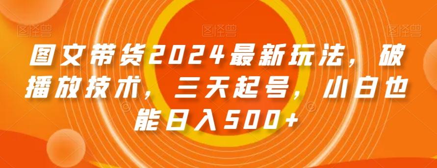 图文带货2024最新玩法，破播放技术，三天起号，小白也能日入500+【揭秘】-金易项目网
