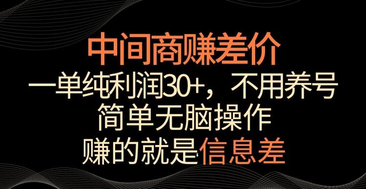 中间商赚差价，一单纯利润30+，简单无脑操作，赚的就是信息差，轻轻松松日入1000+【揭秘】-金易项目网