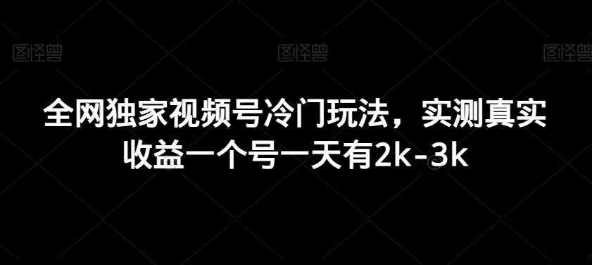 全网独家视频号冷门玩法，实测真实收益一个号一天有2k-3k-金易项目网