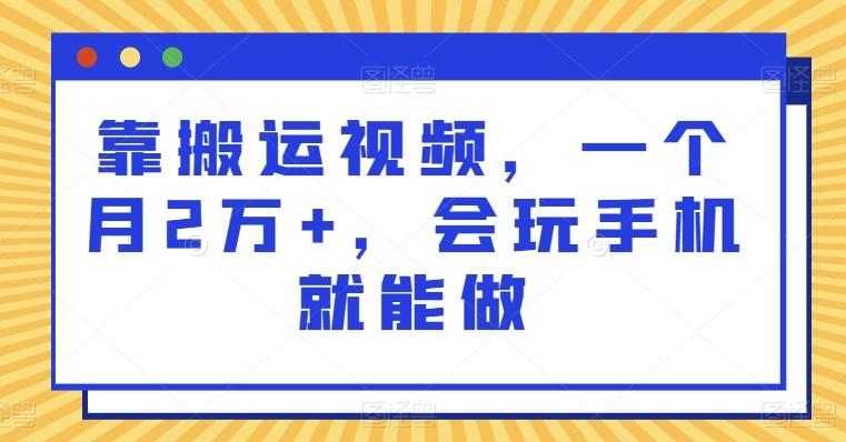 靠搬运视频，一个月2万+，会玩手机就能做-金易项目网