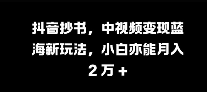 抖音抄书，中视频变现蓝海新玩法，小白亦能月入 过W【揭秘】-金易项目网