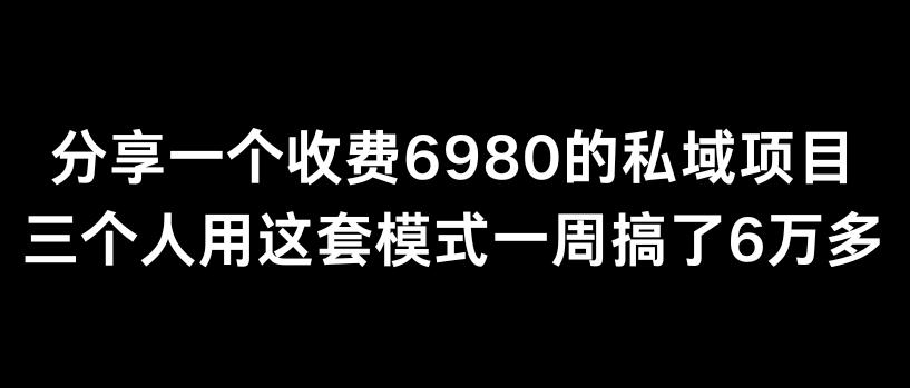 分享一个外面卖6980的私域项目三个人用这套模式一周搞了6万多【揭秘】-金易项目网